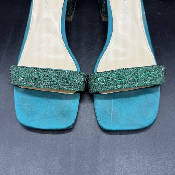 Betsey Johnson Womens Size 11M Grant Green Ankle Strap Heels Jewelled - Picture 6 of 9
